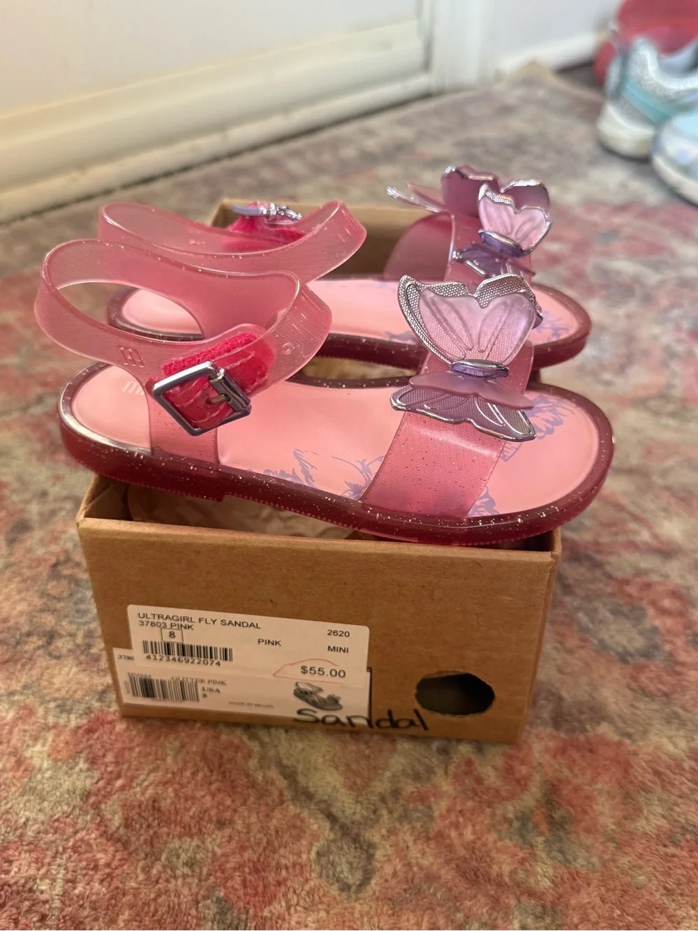 Mini Melissa, butterfly sandal pink size 8